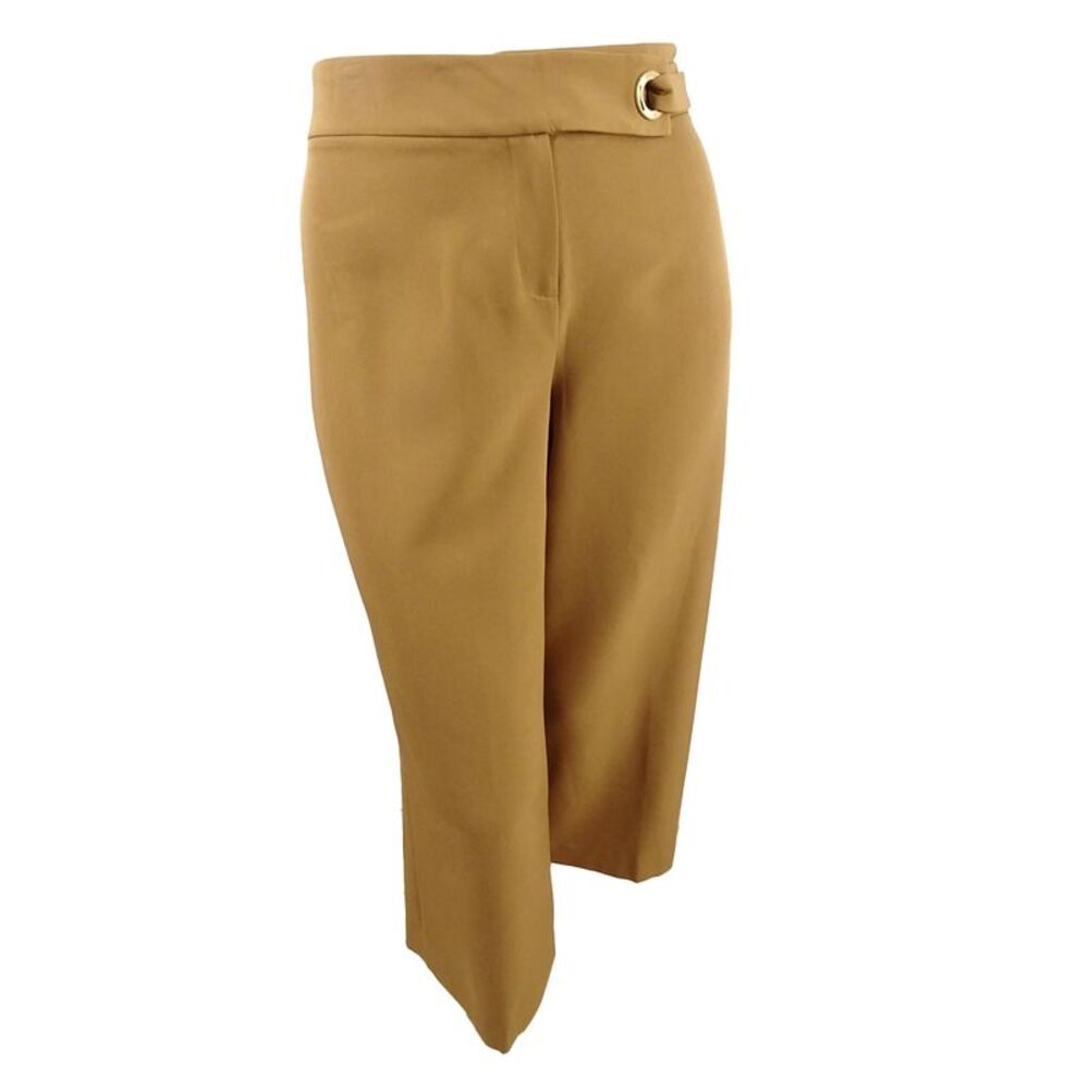 Tahari ASL Women's Petites Cropped Wide-Leg Pants (16P, Cognac)
